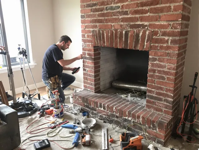 Mount Holly Chimney Sweep specialist finalizing chimney liner service in Mount Holly, NC