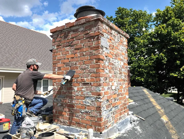 Completed chimney rebuild by Mount Holly Chimney Sweep in Mount Holly, NC