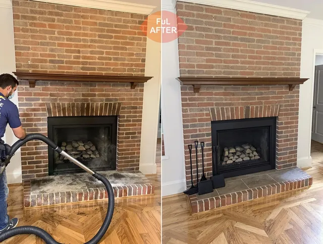 Mount Holly Chimney Sweep carefully sanitizing a fireplace in Mount Holly, NC