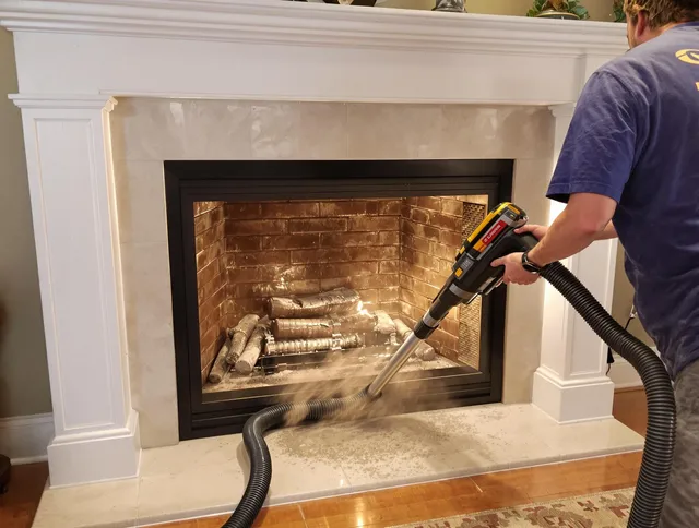 Fireplace cleaning performed by Mount Holly Chimney Sweep in Mount Holly, NC