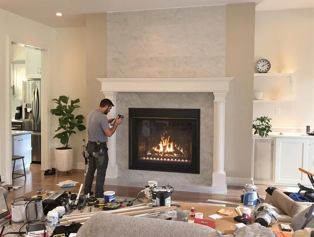 Newly installed fireplace by Mount Holly Chimney Sweep in Mount Holly, NC